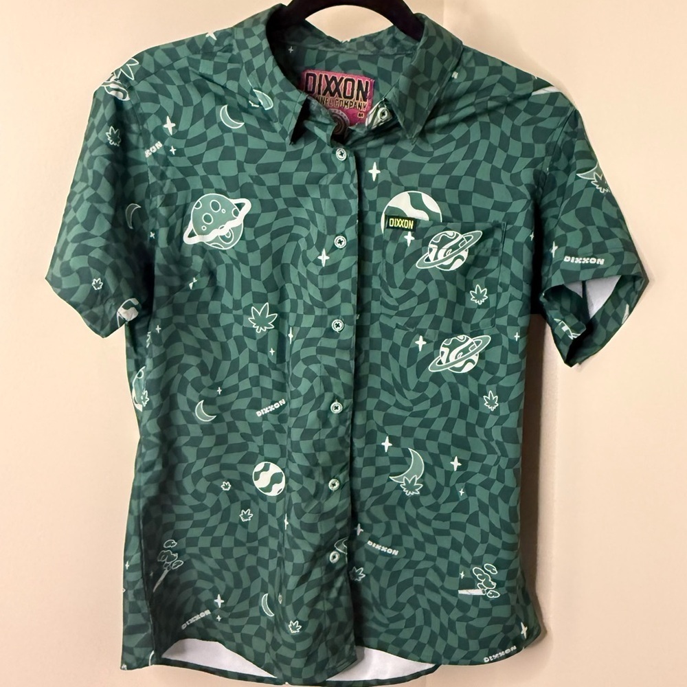 New Women’s Button Down Party Shirt Celestial Cosmos Design | Hippie apparel 420